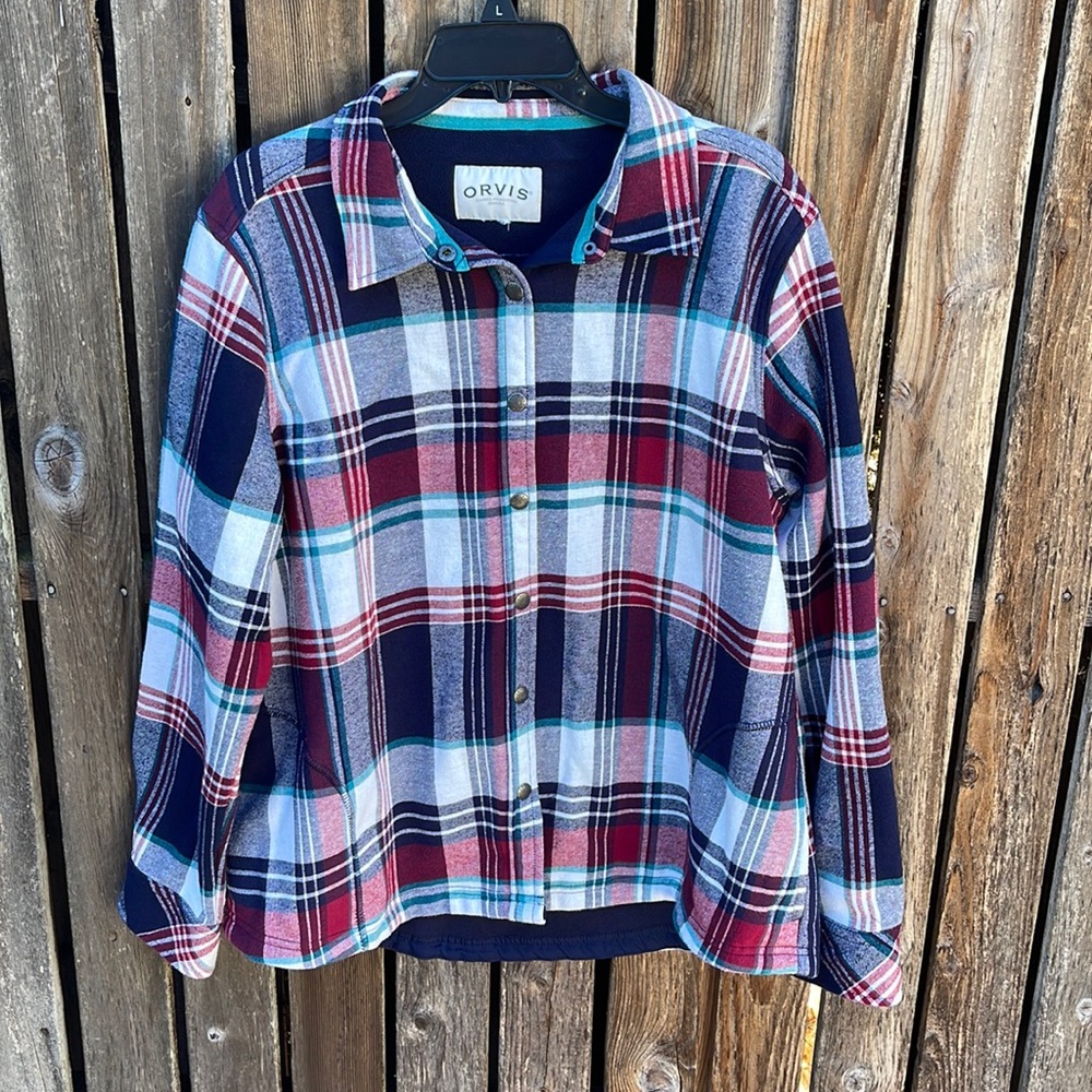 Orvis Shacket XXL Plaid Flannel Fleece Pockets